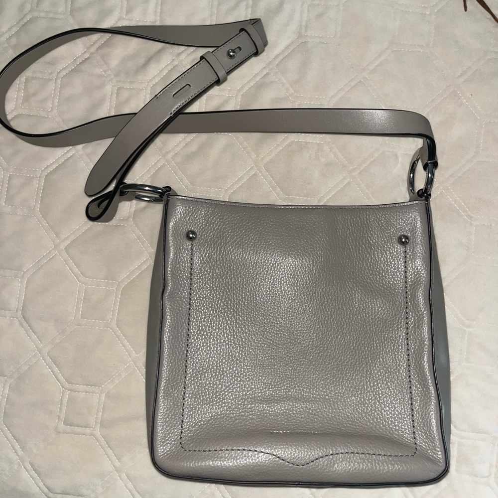 Rebecca minkoff joey feed bag grey leather crossbody